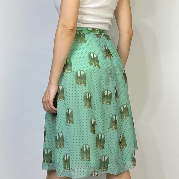 Vintage WINDOW to the GARDEN Print SKIRT! Medium - Picture 2 of 5